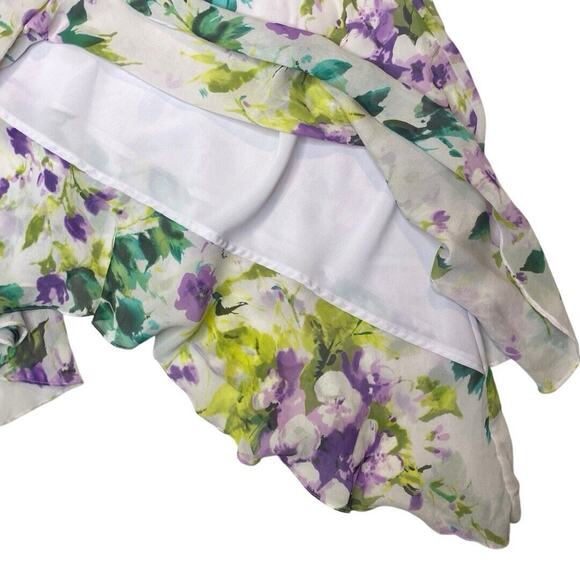 Adrianna Papell Asymmetrical Skirt 12 Purple Vintage Floral Fairycore Whimsical - Picture 4 of 10